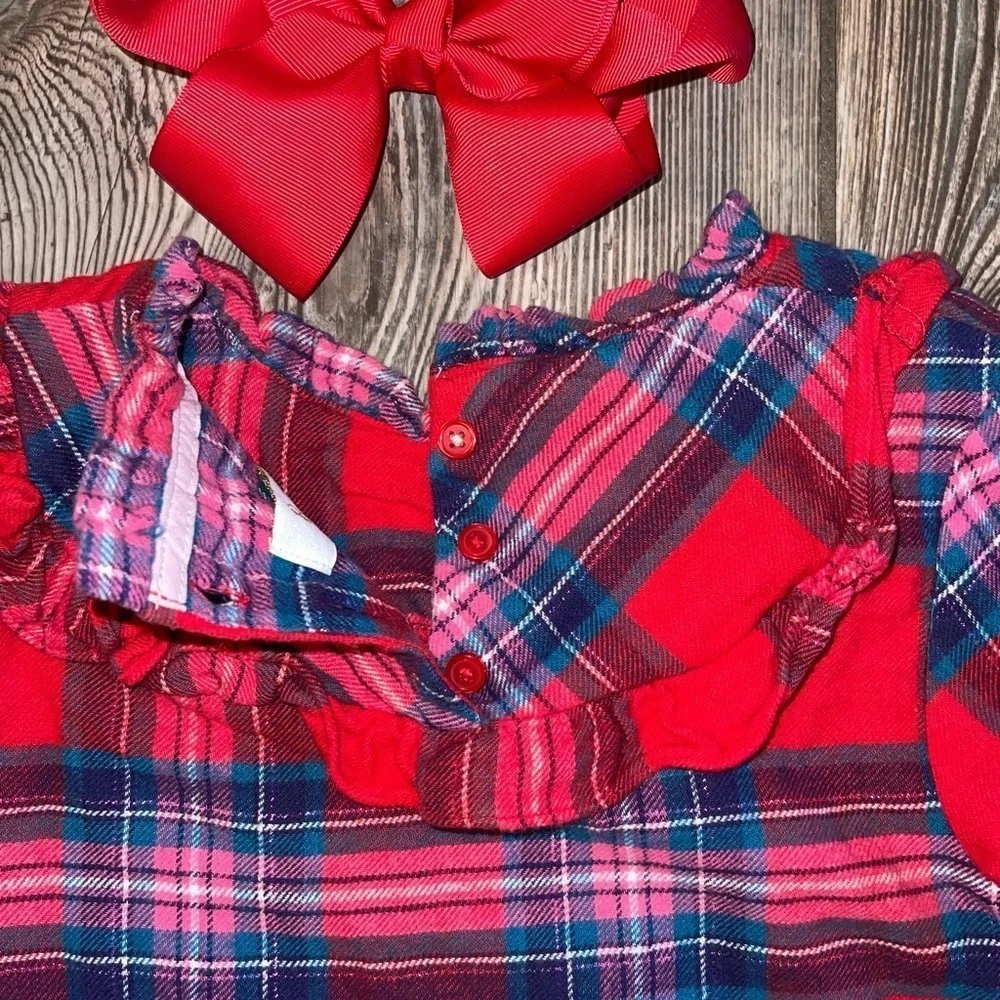 Mini Boden Holiday Plaid Long Sleeve Top